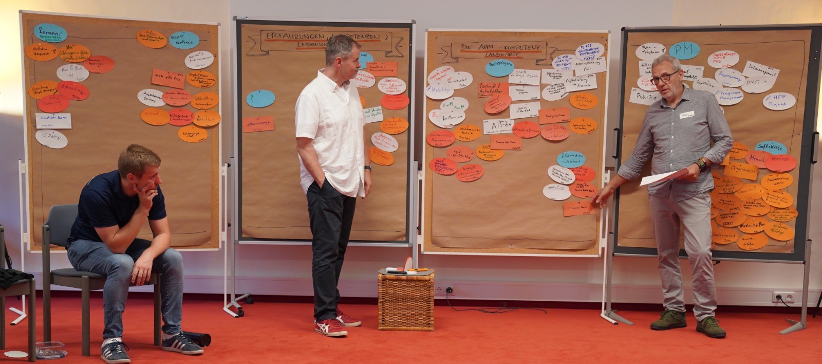 Philip Collette und Anja Lenze während eines Workshops mit einem Führungsteam.